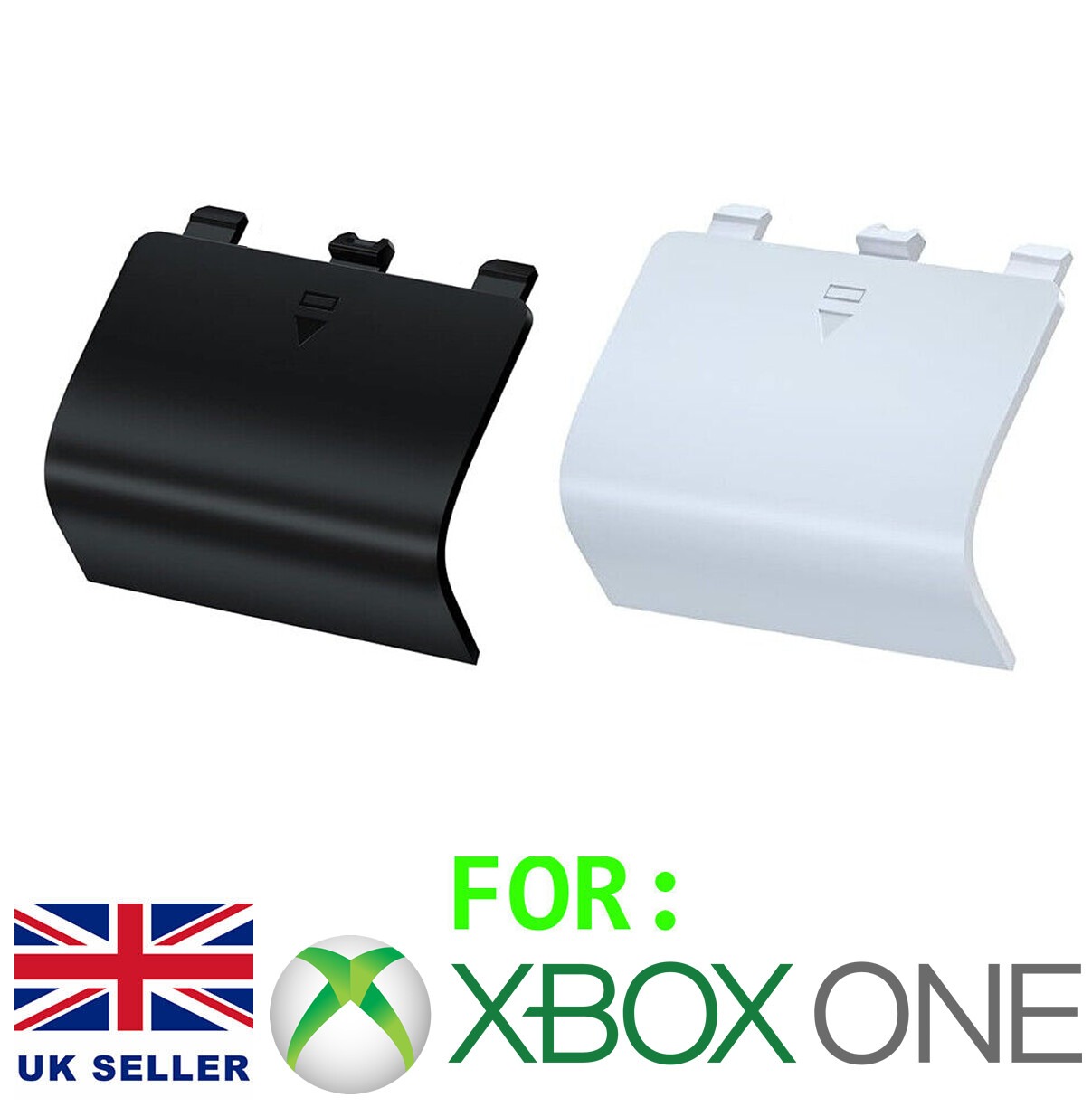Black and white replacement battery covers for Xbox One controllers