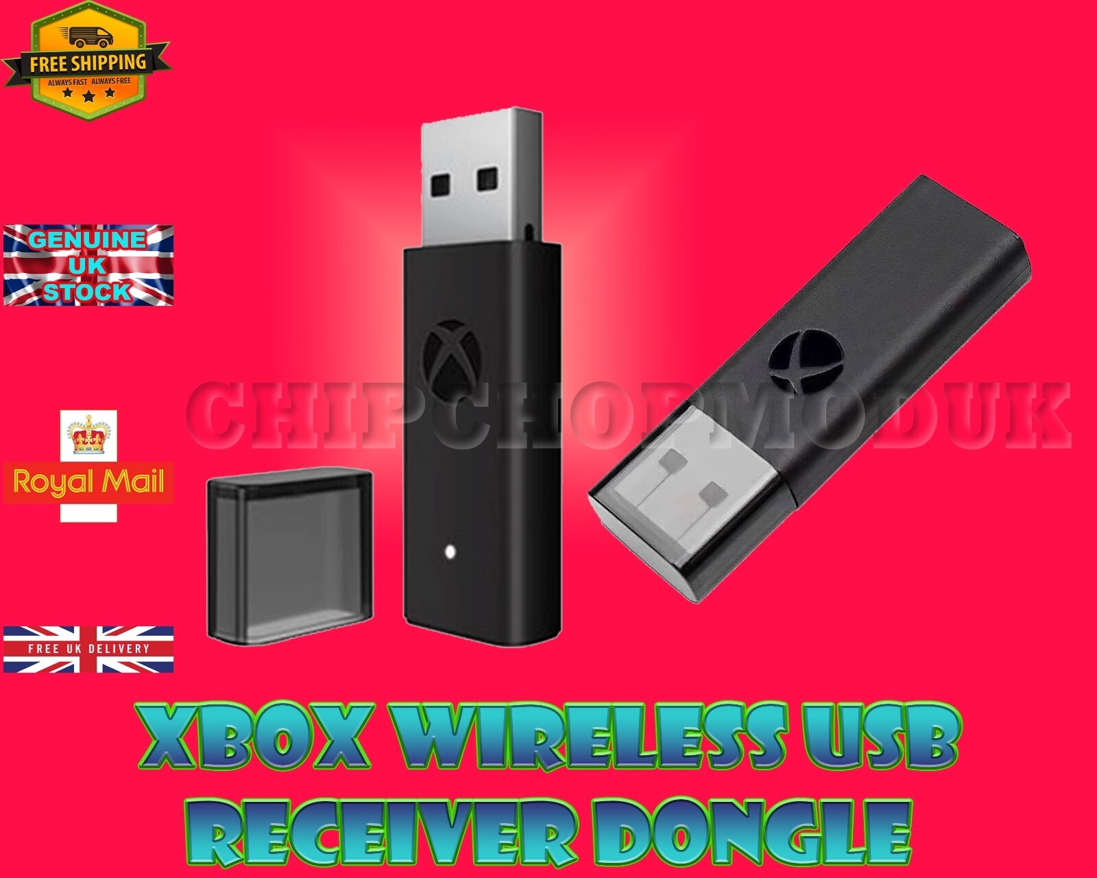Black Xbox wireless USB adapter receiver and protective cap