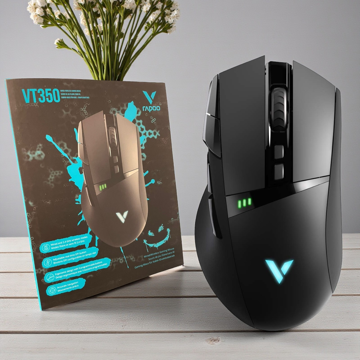 Rapoo VT350 Gaming Wireless Mouse 5000 DPI Programmable Button for PC, Laptop and Mac